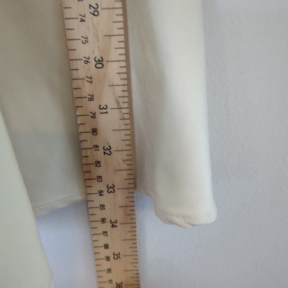 NWT Zara Dress Women's Large Pearl Button Up Cream Knee Length Pockets Collar - Picture 7 of 11